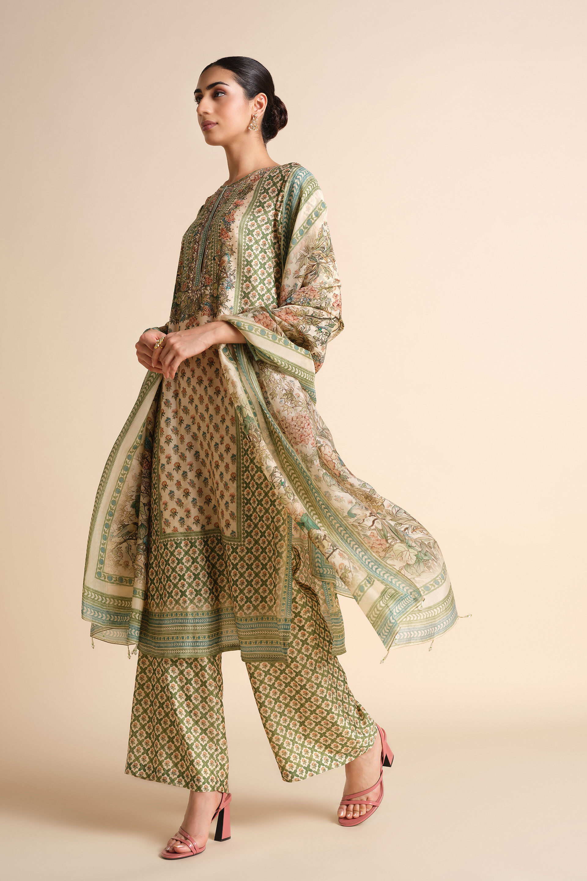 Moira Silk Suit Set - Ivory, Ivory, image 3